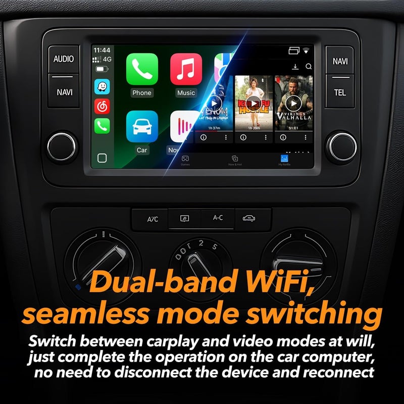 Volam 3-in-1 Wireless CarPlay Adapter Magic AI Video Box for iPhone with Net-Flix YouTube Plug and Play for Factory OEM Wired Car Play Cars & iOS 10+ - Image 4